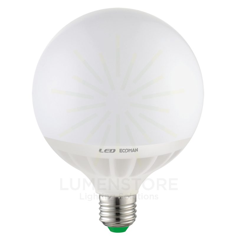 lampadina led globo g120 e27 24w luce naturale 4000k ecoman vetro ghiaccio