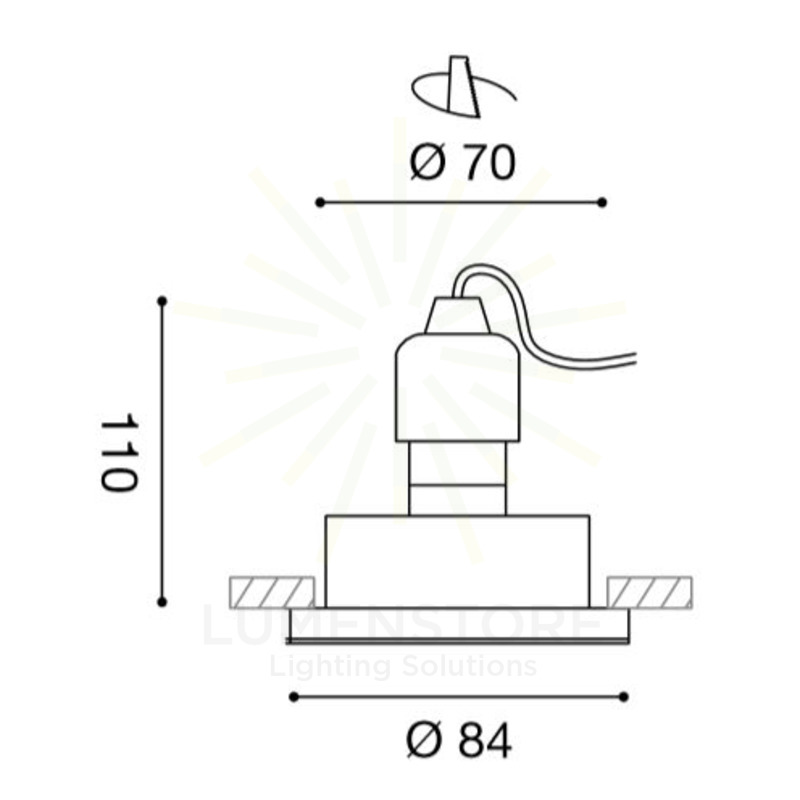 faretto aurora gu10 gealed tondo bianco ad incasso ip65