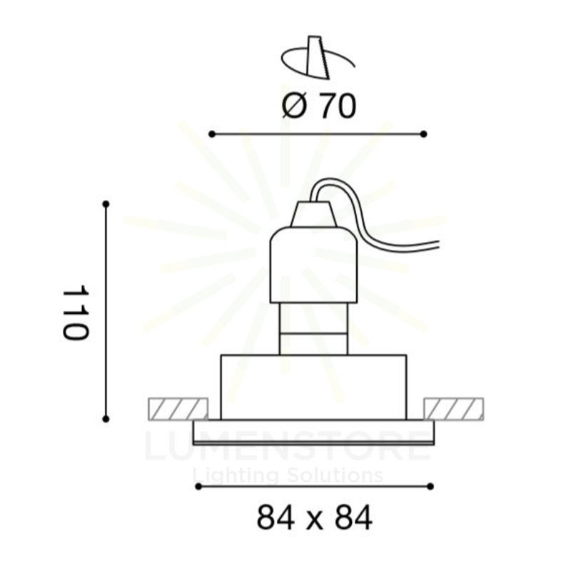 faretto aurora gu10 gealed quadrato bianco ad incasso ip65