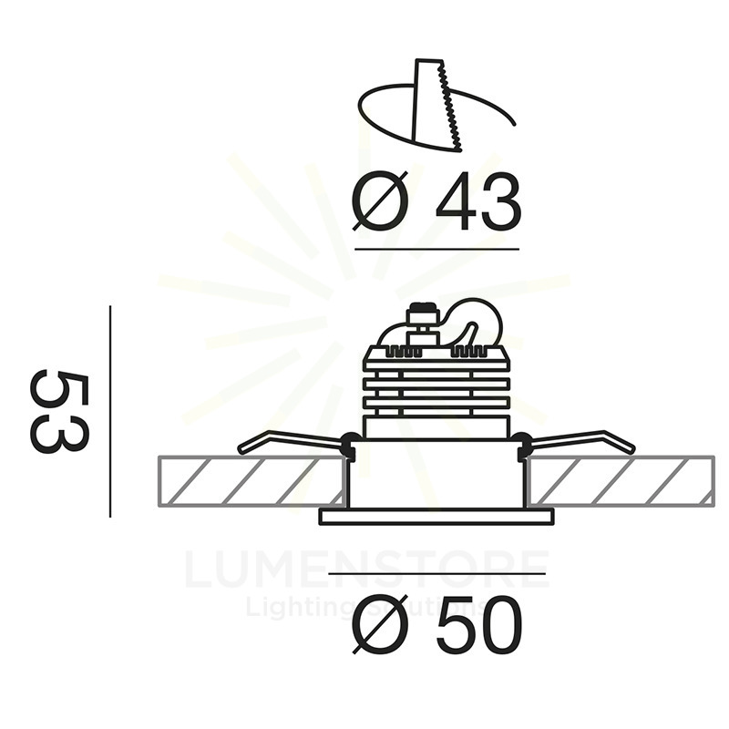 faretto alya 5w luce naturale 4000k gealed tondo ad incasso bianco