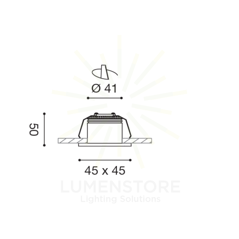 faretto gaia 4w luce naturale 4000k gealed quadrato ad incasso bianco