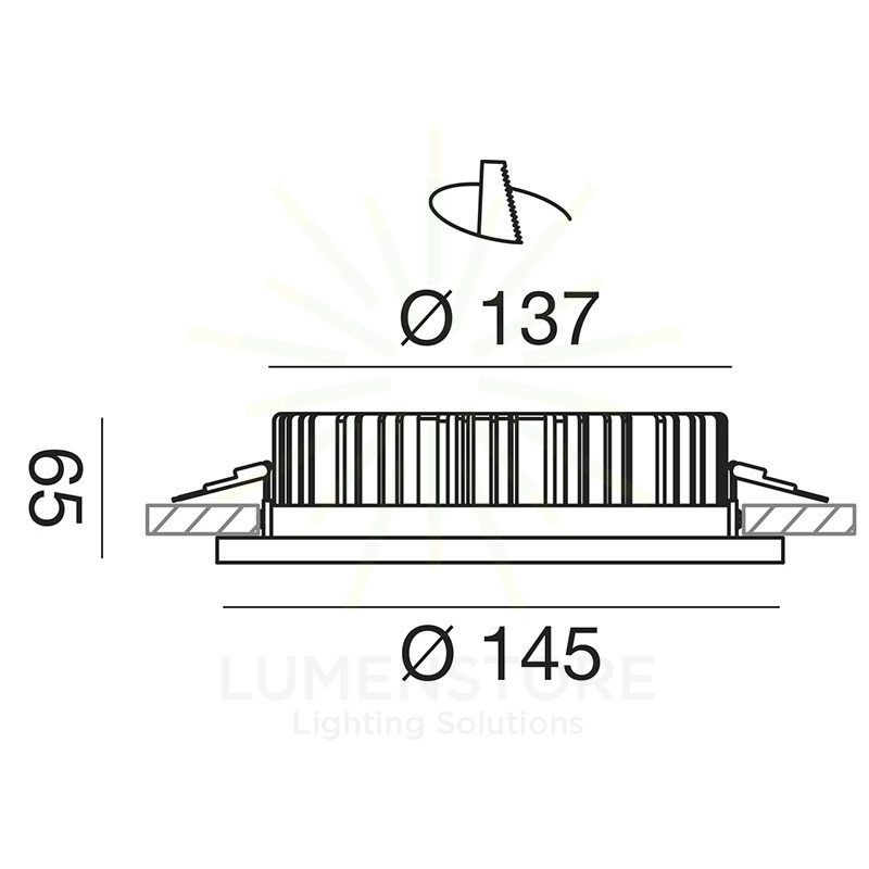 faretto lyra 16w luce naturale 4000k gealed piccolo ad incasso