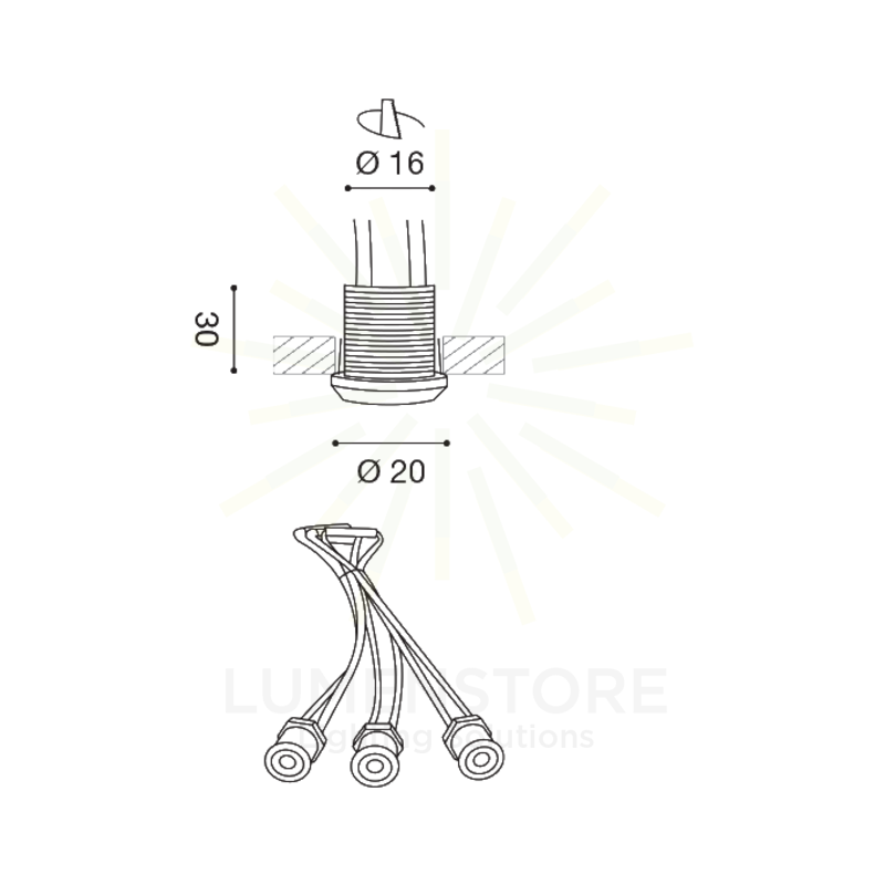 faretto altair 3x1w luce naturale 4000k gealed ad incasso bianco