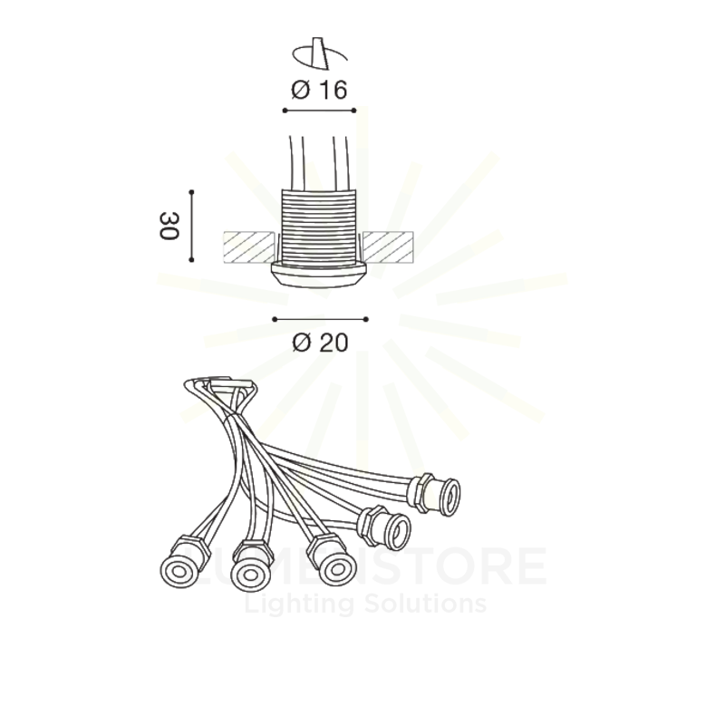 faretto altair 5x1w luce naturale 4000k gealed ad incasso alluminio