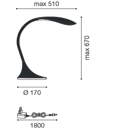 lampada da tavolo nunki 4.5w luce calda 3000k gealuce nero