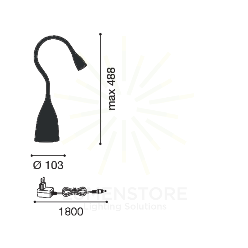 lampada da tavolo nekkar 5w luce calda 3000k gealuce nero