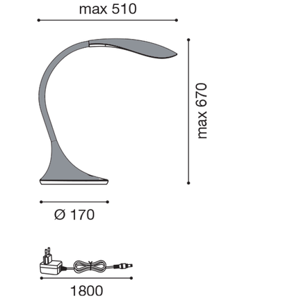 lampada da tavolo nunki 4.5w luce calda 3000k gealuce grigio