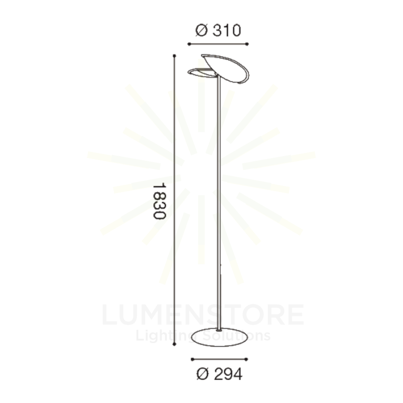 piantana ping-pong 28w luce calda 3000k gealuce bianco