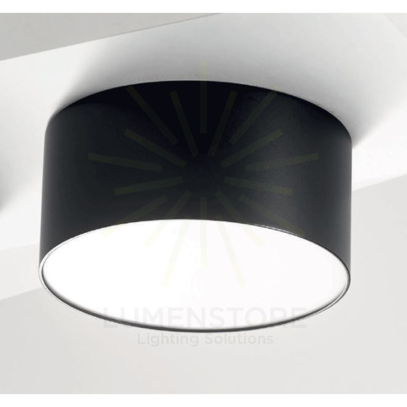 plafoniera cloe65 16w luce calda 3000k gealed grande nero