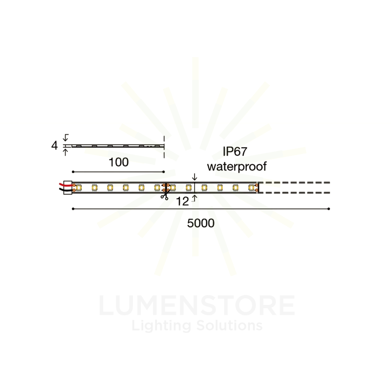 striscia led smd5050 14.4w/m rgb 24v 5mt gealed gst063r ip67