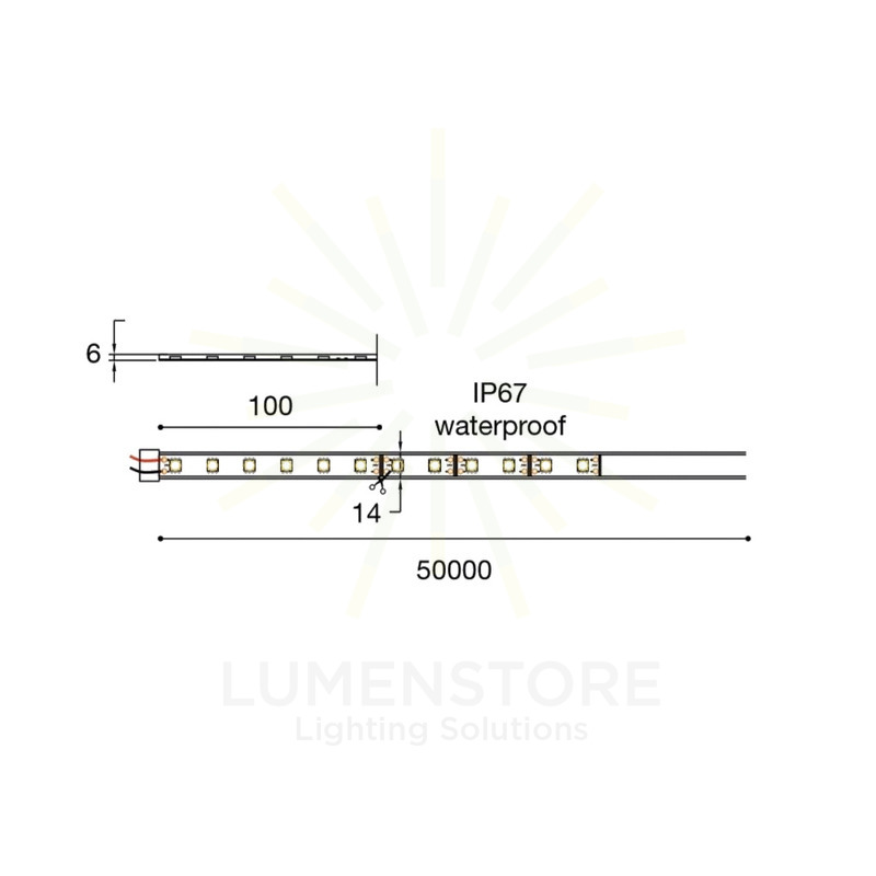 striscia led smd2835 7w/m 4000k 230v 50mt gealed gst070n ip67