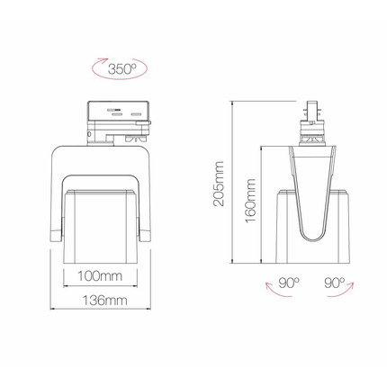 faretto per binario kom 40w luce calda 3000k beneito faure bianco