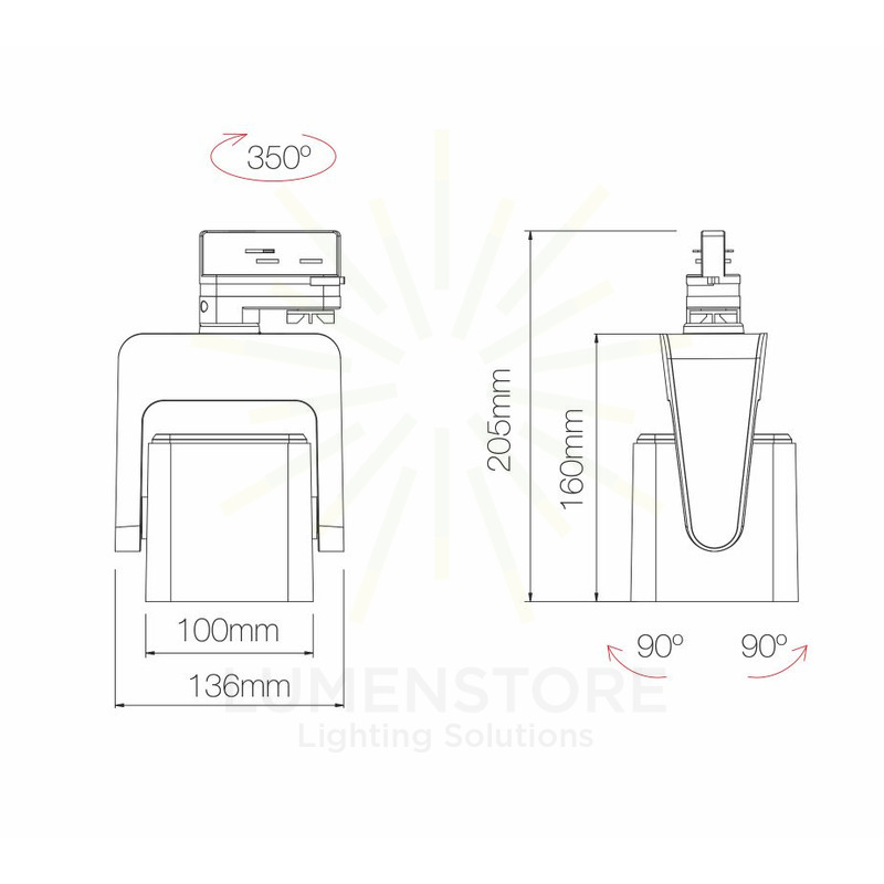 faretto per binario kom 40w luce calda 3000k beneito faure bianco