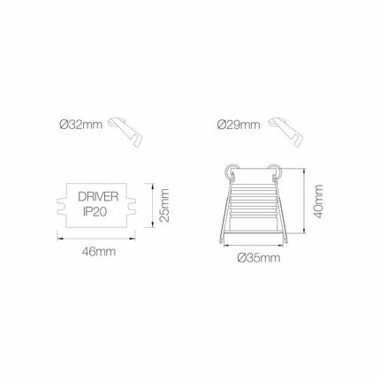 faretto da incasso pulsar c 3.5w luce naturale 4000k beneito faure nero ip65