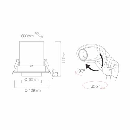 faretto da incasso oxo-r 12w 2700k/3000k/4000k beneito faure nero