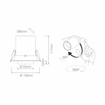 faretto da incasso oxo-c 12w 2700k/3000k/4000k beneito faure nero