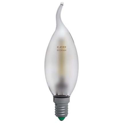 lampadina led colpo di vento e14 4w luce calda 3000k ecoman vetro satinato