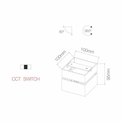 faretto led da superficie 14w 220/240v cct colore nero beneito faure 4231n