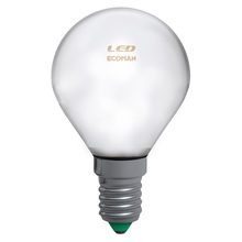 lampadina led sfera e14 4w luce fredda 6000k ecoman vetro ghiaccio