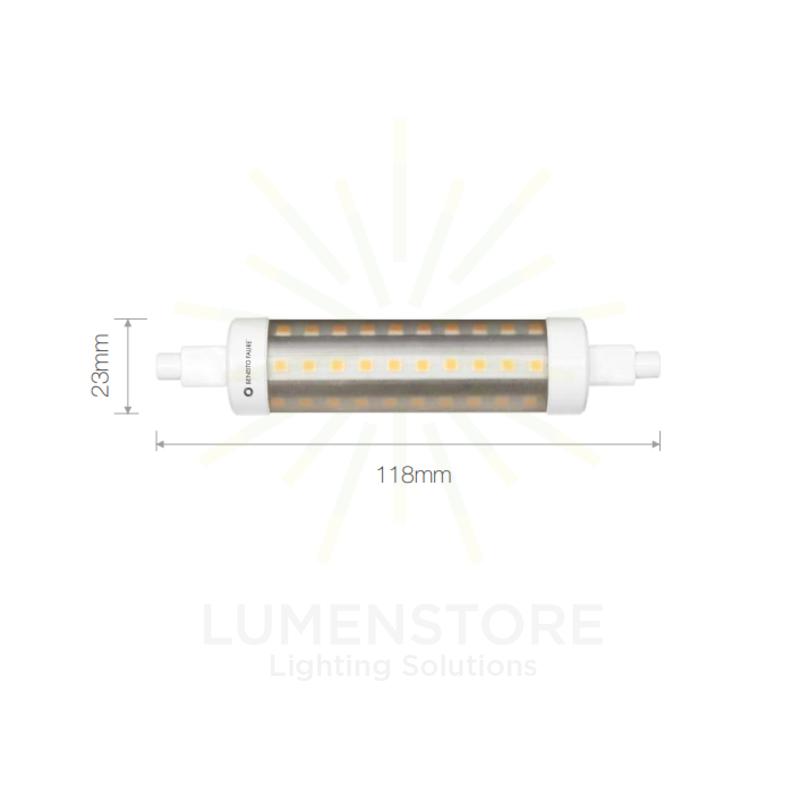 lampadina led lineal tubular r7s 9w luce calda 830 beneito faure