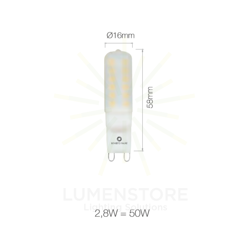 lampadina led long uniform-line g9 2.8w luce fredda 850 beneito faure