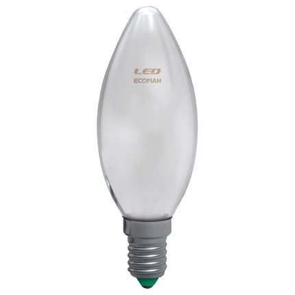 lampadina led candela e14 4w luce calda 3000k ecoman vetro ghiaccio