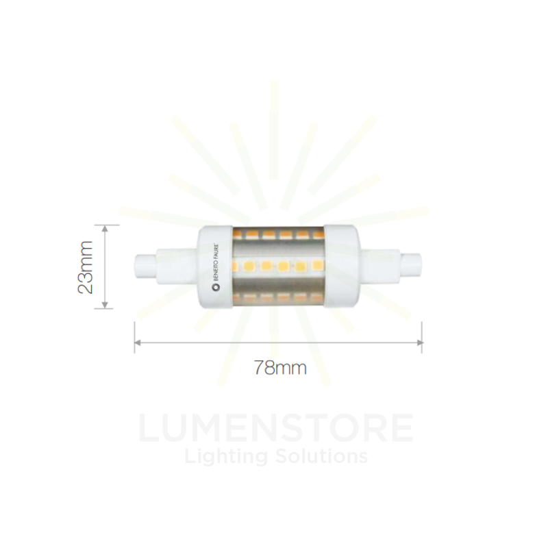 lampadina led lineal tubular r7s 5w luce calda 830 beneito faure