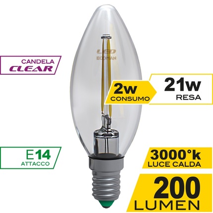 Lampada LED E14 7W Luce Calda Candela - Coop LED