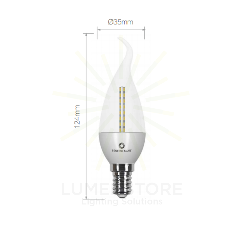 lampadina led flama deco transparent e27 4w luce calda 827 beneito faure