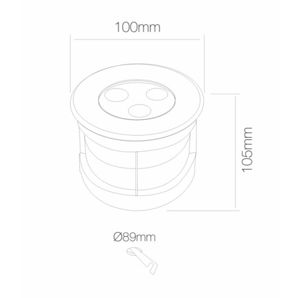 faretto led da incasso 3w 100/277v 3000k grigio ip65 beneito faure 4251