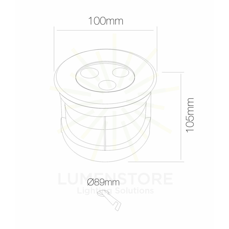 faretto led da incasso 3w 100/277v 3000k grigio ip65 beneito faure 4251