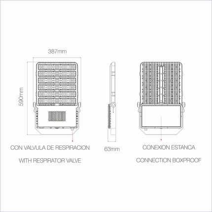 proiettore krion 300w luce fredda 850 beneito faure nero ip65 ik10