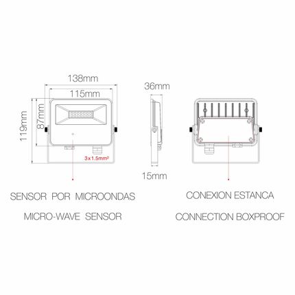 proiettore sky 10w luce fredda 850 beneito faure bianco con sensore a microonde ip65 ik08