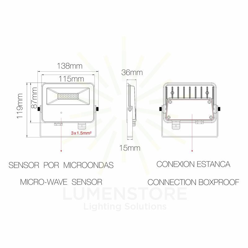 proiettore sky 10w luce fredda 850 beneito faure bianco con sensore a microonde ip65 ik08