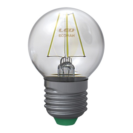 lampadina led sfera e27 4w luce fredda 6000k ecoman vetro trasparente