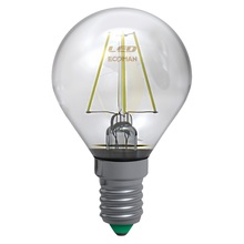 lampadina led sfera e14 4w luce fredda 6000k ecoman vetro trasparente