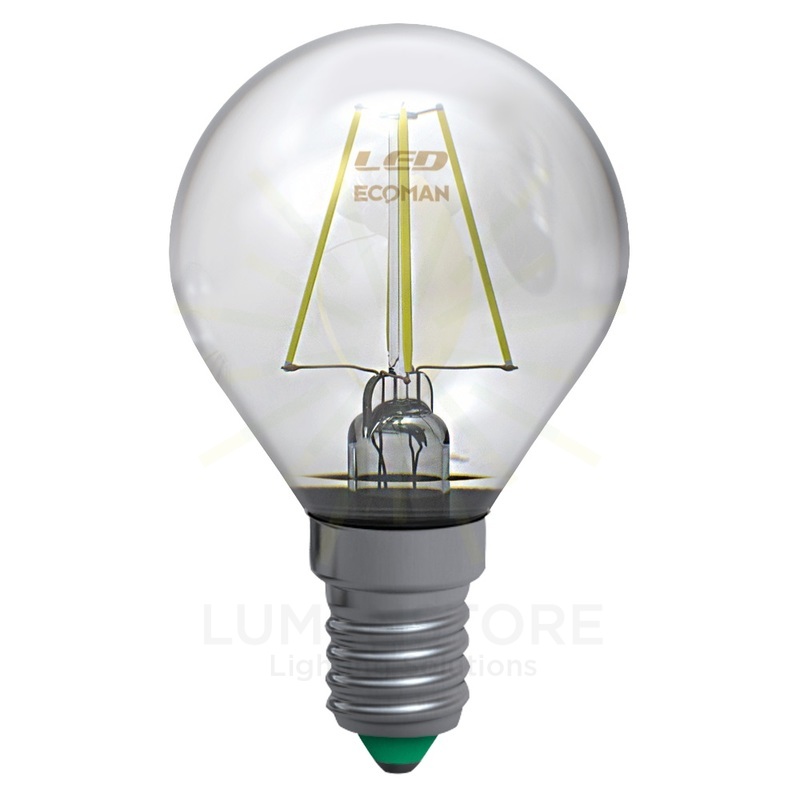 lampadina led sfera e14 4w luce fredda 6000k ecoman vetro trasparente