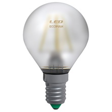 lampadina led sfera e14 4w luce calda 3000k ecoman vetro satinato