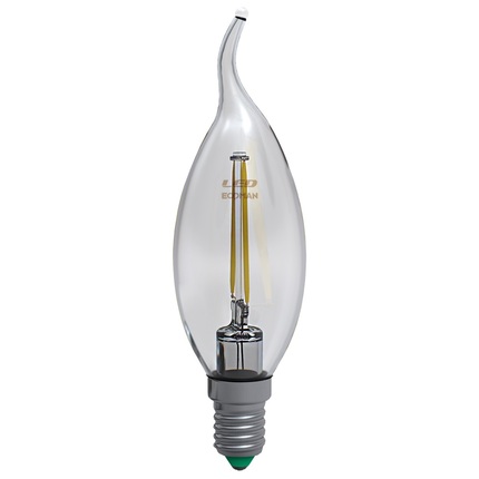 lampadina led colpo di vento e14 4w luce calda 3000k ecoman vetro trasparente