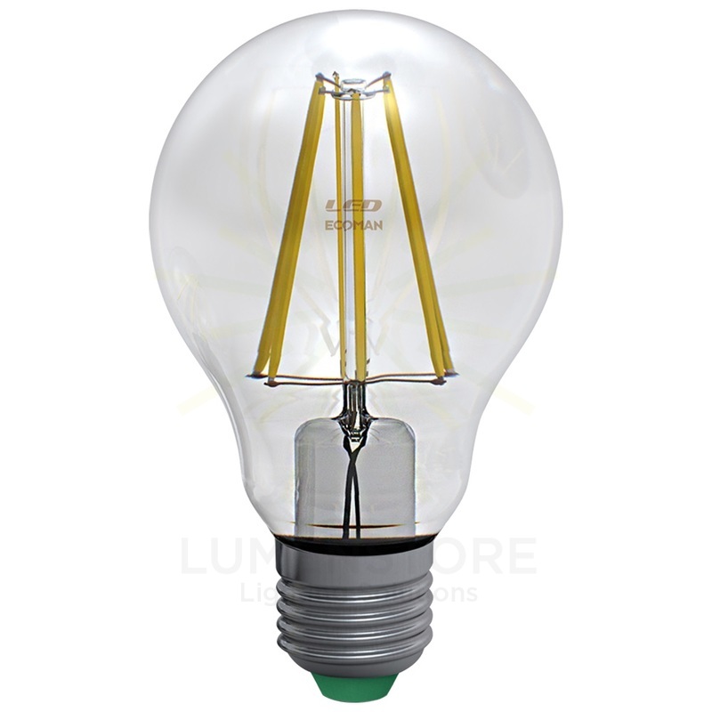 lampadina led goccia e27 12w luce calda 3000k ecoman vetro trasparente