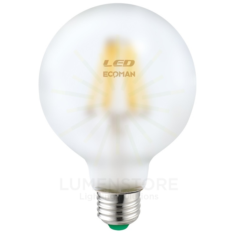 lampadina led globo g95 e27 10w luce calda 3000k ecoman vetro satinato