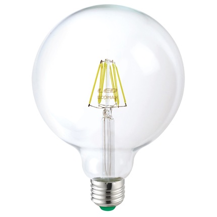 Lampadina LED Globo G125 E27 10W luce fredda 6000K ECOMAN vetro trasparente