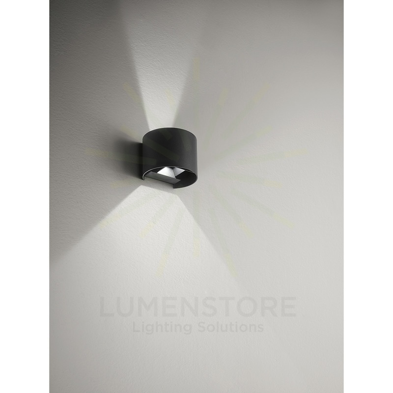 applique henk-r 2x5w luce naturale 4000k gealed nero ip54