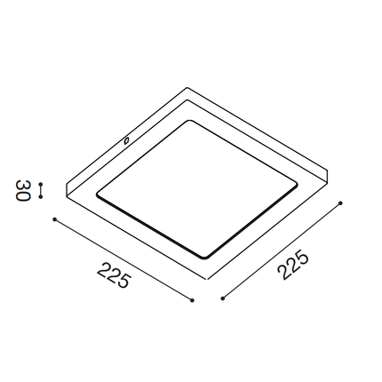 plafoniera sham 18w luce calda 3000k gealed quadrato grande bianco