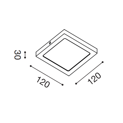 plafoniera sham 6w luce calda 3000k gealed quadrato piccolo bianco