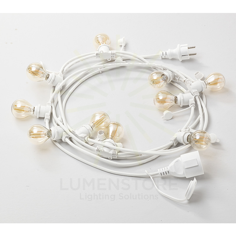 luminaria andromeda 10m 10xe14 gealed bianco ip44