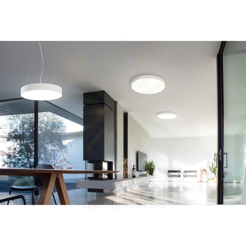 plafoniera biham 60w luce calda 3000k gealed tondo grande bianco