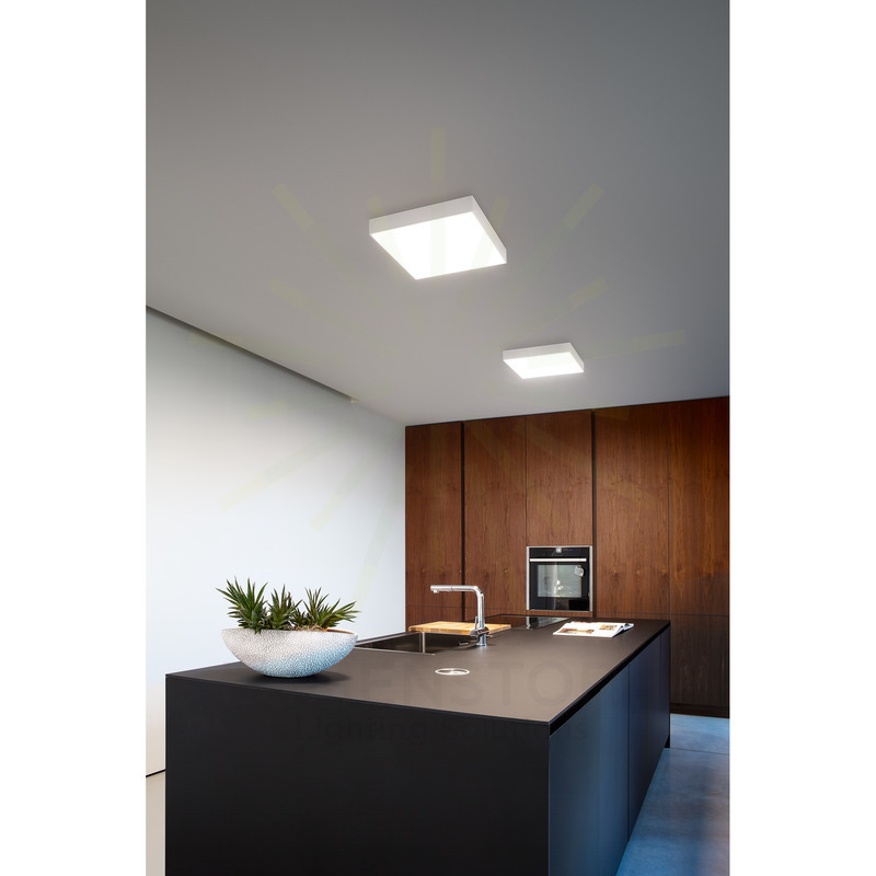 plafoniera biham 60w luce calda 3000k gealed quadrato grande bianco