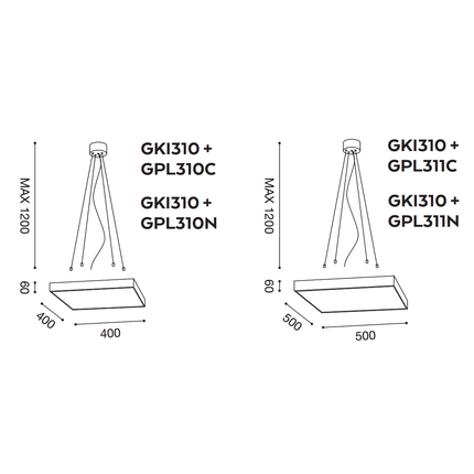 accessorio kit sospensione biham gealed compatibile con plafoniere quadrate piccole biham