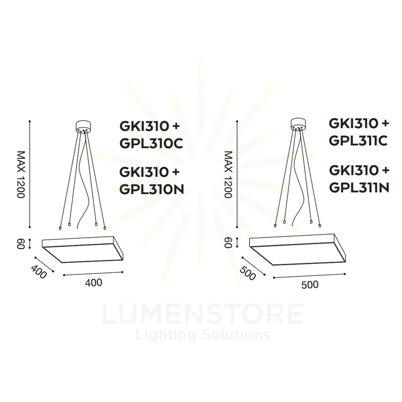 accessorio kit sospensione biham gealed compatibile con plafoniere quadrate piccole biham